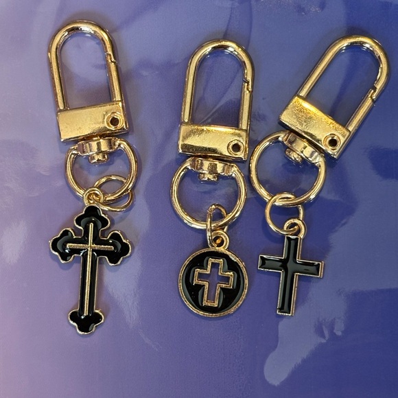 Accessories - Gold and Black Cross Keychains